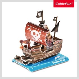 Puzzle 3D Nava pirati 22 piese 17.5x10x16 cm asamblata
